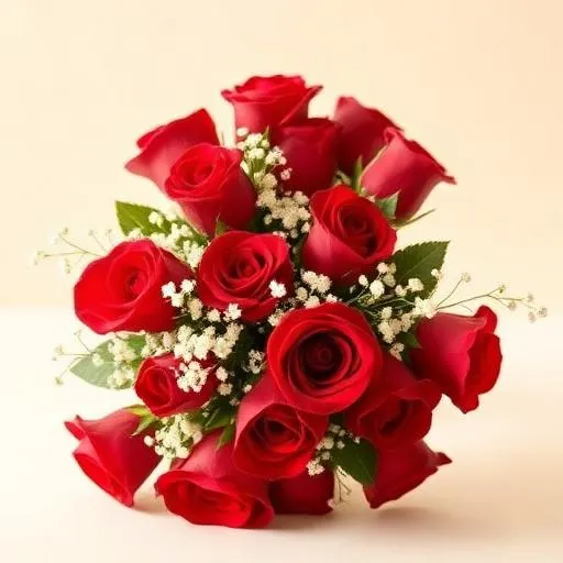 Classic red roses with baby's breath for romantic rose delivery in Hong Kong